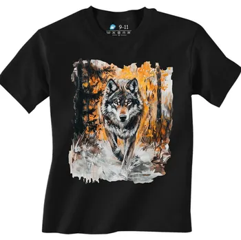 Chlapecké tričko Dětské tričko Vlk Samotář (Velikost: 7-8, Barva: Černá)