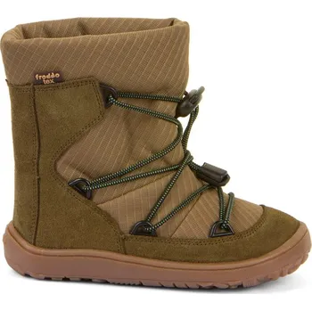 Dívčí zimní obuv FRODDO ZIMNÍ TEX TRACK WOOL Olive | Dětské zimní zateplené barefoot boty - 33