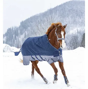 Deka pro koně EQUITHÈME Deka výběhová Tyrex Equithème, s břišním dílem, 300 g, navy/grey Délka zad: 145 cm