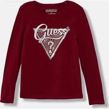 Dívčí oblečení Dětské tričko s dlouhým rukávem Guess vínová barva, K5BI06 J1314 K5BI06.J1314.9BYA 83X, vel. 118-122