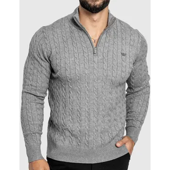 Pánský svetr Pánský svetr Iron Aesthetics Cable Knit, šedý : Barva - Šedá, Velikost - S