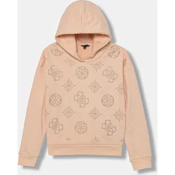 Chlapecká mikina Dětská mikina Guess oranžová barva, s kapucí, s aplikací, J5BQ09 KCKF2 J5BQ09.KCKF2.9BYA 24X, vel. 136-146