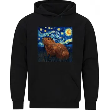 Pánská mikina Pánská mikina Kapybara ve Hvězdné noci (Velikost: 5XL, Barva: Černá)