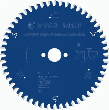 Pilový kotouč BOSCH EXPERT High Pressure Laminate Pilový kotouč, 160 × 1,8/1,2 × 20 mm, T52 2608902221 free_store_pickup