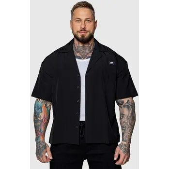 Pánská košile Oversized košile Iron Aesthetics Cuban, černá : Barva - Černá, Velikost - 3XL
