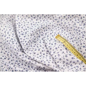 Bavlněné plátno - tmavě modré kytičky na bílém podkladu - šířka 160 cm