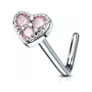 Piercing Piercing do nosu srdce růžové (Ocelové šperky)