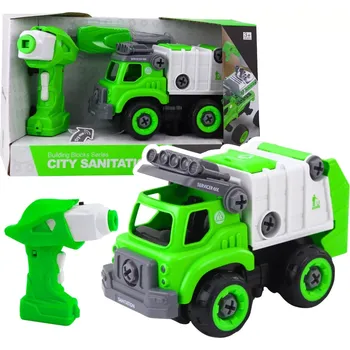 autíčko Skládací RC popelářský vůz 2v1 se šroubovákem a vrtačkou