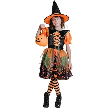 Karnevalový kostým Dětský kostým Čarodějnice s motivem dýně, velikost 110/120 cm GoDan S.A.