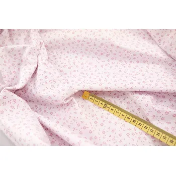 Bavlněné plátno - růžové kytičky na bílém podkladu - šířka 160 cm