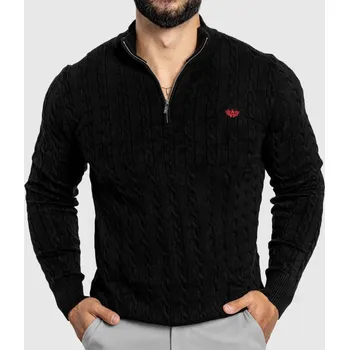 Pánský svetr Iron Aesthetics Cable Knit Černá XL
