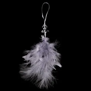 Vánoční ozdoba Autronic Ozdoba na zavěšení 17 cm Andílek z peří, šedý