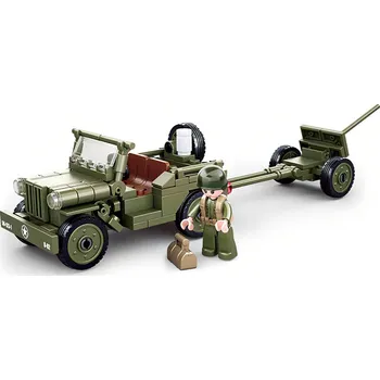 Stavebnice Sluban Army WW2 M38-B0853 Spojenecký džíp a protiletadlové dělo - poškozený obal