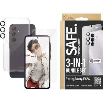 Mobilní telefon PanzerGlass 3-in-1 Bundle Edge2Edge Glass + Case + Lens Pouzdro + sada ochranného skla Samsung Galaxy A35 5G BSAFE95690