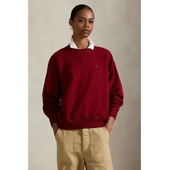 Dámská mikina Mikina Polo Ralph Lauren dámská, vínová barva, hladká, 211978306 83X, vel. XL