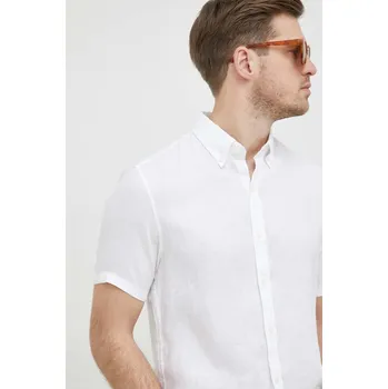 Pánská košile Plátěná košile Michael Kors bílá barva, slim, s límečkem button-down CS1400I4YT 00X, vel. XL