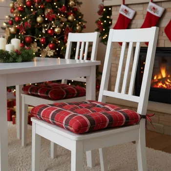 Podsedák Sedák na židli, Horské červené káro, 40 x 40 cm