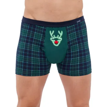Pánské spodní prádlo Cornette vánoční boxerky 007/75 Red Nose - zelená, S (Pánské vánoční boxerky Cornette)