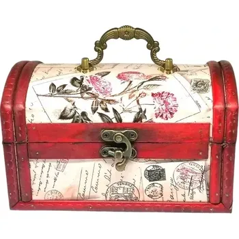 Dárková krabička Dřevěná koloniální truhlička 17,5 x 11 x 11 cm – ručně vyráběná dekorační úložná krabička ve vintage stylu