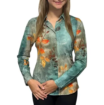 Pánská košile Košile Sabatti zelená s podzimním listím Velikosti Sabatti: 48