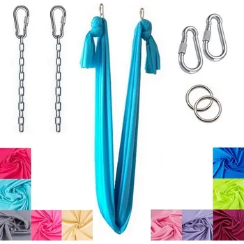 Hamaka – Síť na jógu, šíře 1,5 m, vč. kroužků, karabin a řetízků, až 9 barev Tyrkysová