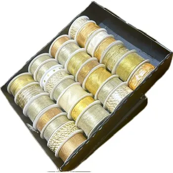 Stuha Vánoční kolekce GOLDEN LUXE MIX – zlatý mix stuh 15/25/40mm x 2m (15,-Kč/ks), 29ks (Luxusní vánoční zlatý set stuh, satén - taft - lurex - kordel, set obsahuje 29ks stuh)