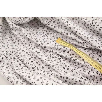 Bavlněné plátno - černé kytičky na bílém podkladu - šířka 160 cm