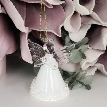 Vánoční dekorace Autronic Skleněná dekorace 4,2x7,7 cm k zavěšení Andílek