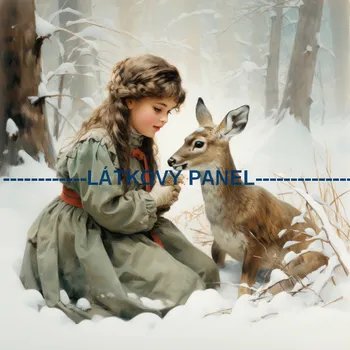 Látkový panel - Holčička s jelínkem - ZIM-153 Velikost: 15x15cm, Materiál: Kočárkovina