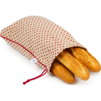 chlebník Wrap - up Funkční pytlík Wrapáček, obal vel. XL na chleba i pečivo, režný s ČERVENÝM puntíkem