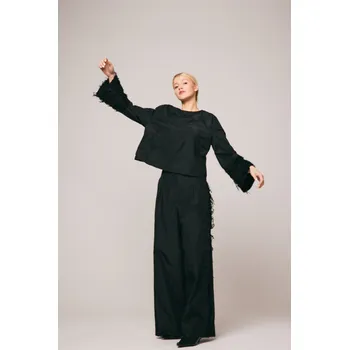 Dámská halenka Halenka Hindahl Skudelny 225B07 černá s třásněmi na rukávech Velikost: 36