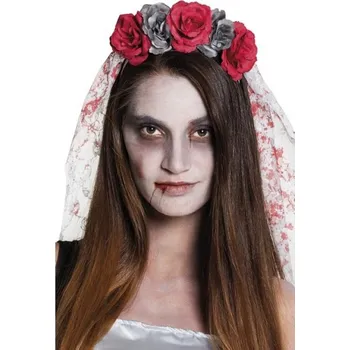 Karnevalový kostým GoDan S.A. Doplňky ke kostýmu hororové nevěsty - závoj, čelenka 592384