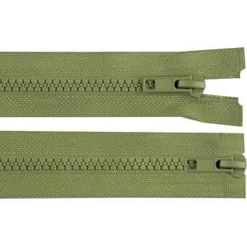 Zip Zip kostěný No 5 dělitelný 2 jezdce / dvoucestný 75 cm bundový, malé, 263 zelená khaki