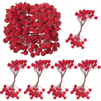 Vánoční ozdoba SPRINGOS Vánoční jeřabiny zmrzlé červené sada 200ks