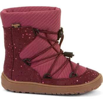 Dívčí zimní obuv FRODDO ZIMNÍ TEX TRACK WOOL Bordeaux+ | Dětské zimní zateplené barefoot boty - 26
