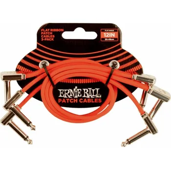 Příslušenství ke zvukové technice Ernie Ball 12" Flat Ribbon Patch Cable Red 3-Pack 30 cm Lomený - Lomený Patch kabel