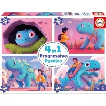 Puzzle Přátelští dinosauři 4v1 (20,40,60,80 dílků) - Educa Educa