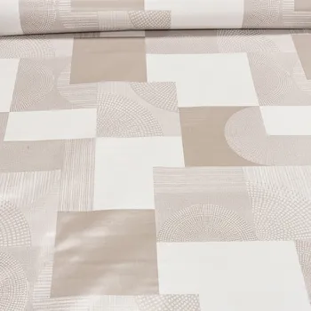 ubrus Ubrus PVC s textilním podkladem 240.01, béžový geometrický vzor, š.140cm (metráž)