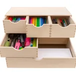 Zeller Present Dřevěný organizér s 6 šuplíky na psací a kancelářské potřeby ZELLER 40 x 20 x 28 cm