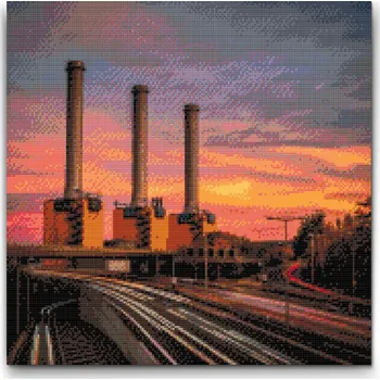 Diamantové malování Diamantové malování - Elektrárna Wilmersdorf, Berlíně - Německo Velikost: 50x50cm, Rámování: Pouze srolované plátno, Diamanty: Čtvercové