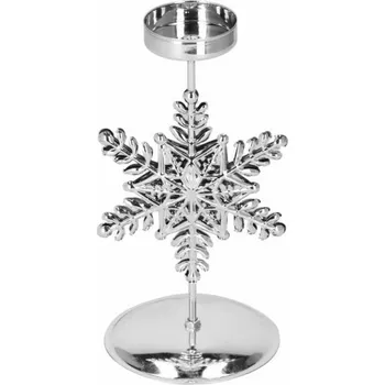 Vánoční dekorace SPRINGOS Vánoční svícen s vločkou stříbrný
