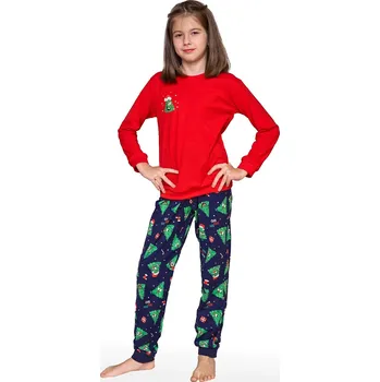 Dívčí pyžamo Cornette pyžamo dívčí 592/182 Christmas Tree - červená, 134-140 (Dívčí pyžamo Cornette)