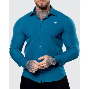 Pánská košile Iron Aesthetics Slim Stretch Zelená XXXL