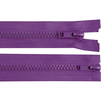 Zip Zip kostěný No 5 dělitelný 2 jezdce / dvoucestný 65 cm bundový, malé, 193 fialová lilková