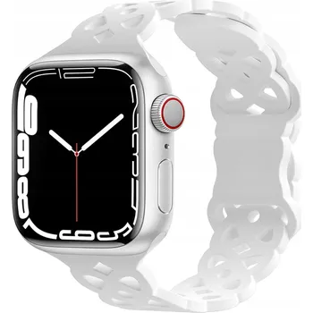 Příslušenství k chytrým hodinkám ŘEMÍNEK PRO APPLE WATCH 42/44/45mm SE/9/8/7/6/5/4/3/2/1 BÍLÝ AŽUR