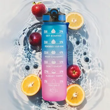 MOTIVAČNÍ LÁHEV NA VODU 1 l LAHEV NA PITÍ SE STUPNICÍ A ODMĚRKOU, VZDUCHOTĚSNÁ