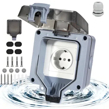 Elektrická zásuvka VENKOVNÍ ZAHRADNÍ ELEKTRICKÁ ZÁSUVKA VODOTĚSNÁ UTĚSNĚNÁ IP66