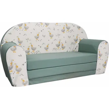 Pohovka Dětská rozkládací MINI pohovka Husičky - zelená/bílá