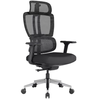 SANTE LUX, židle kancelářská, kříž chrom, plast černý, MESH černá/látka černá