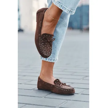 Dámské mokasíny Zdobené dámské mokasíny z eko semiše Prissine Barva: Béžová, Velikost: 37